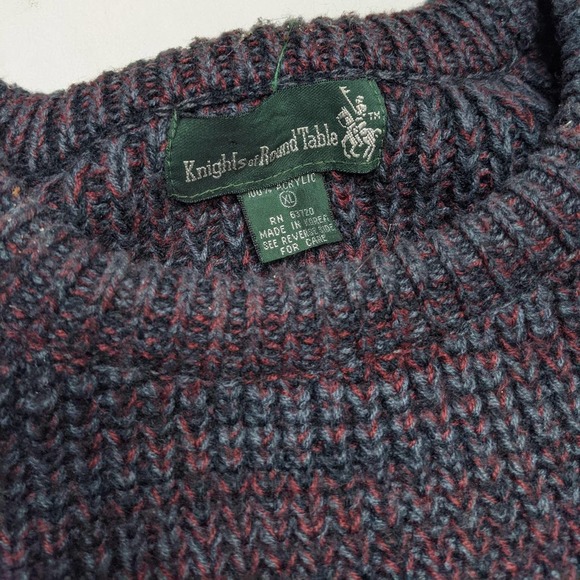 Vintage 90s Grandpa Sweater Size XL Knights of the Round Table Pullover Crewneck - Picture 2 of 4